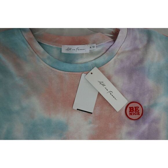 All in Favor LT15453 Women's Sz XL Purple-Peach Tie Dye Applique Crop Pullover - Picture 3 of 6